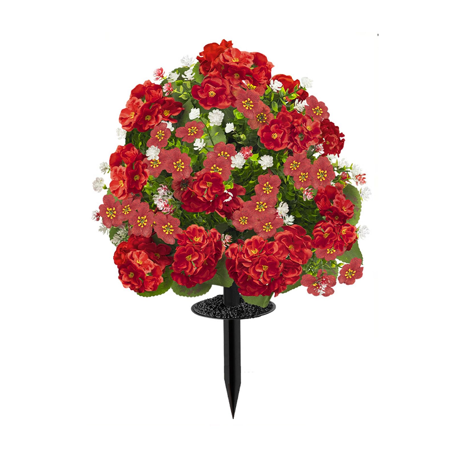 Piceioep Artificial Plant Leaves with Realistic Flower Ground Stake Outdoor Decoration for Garden Balcony Yard Patio Artificial Flower