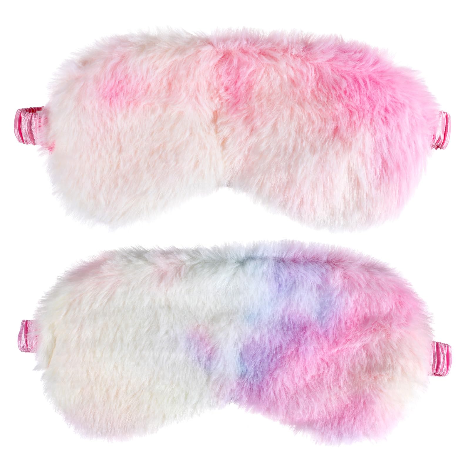 Plush Sleeping Eye Mask 2PCS Comfortable Plush Blindfold Furry Eye Covers Faux Fur Shade for Travel Sleepover Nap