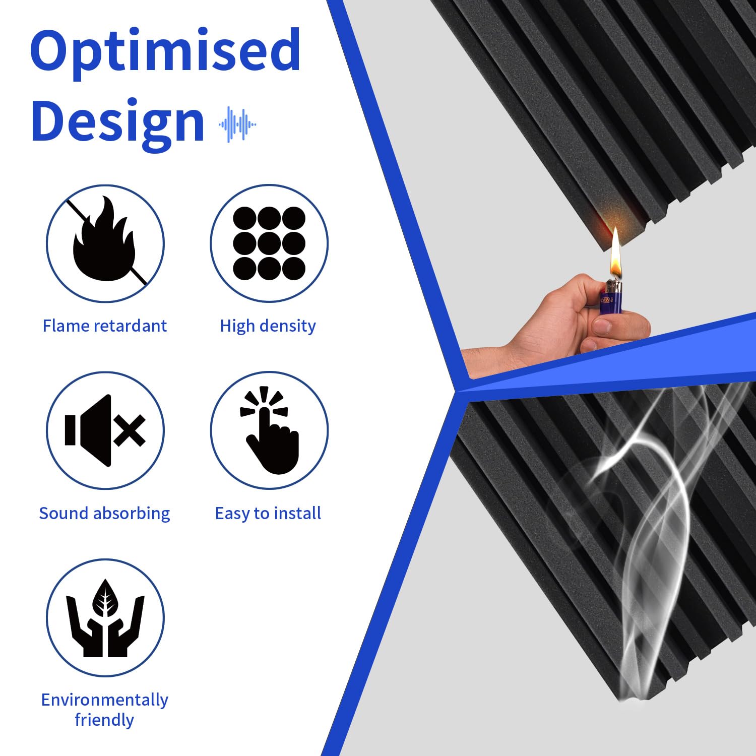 12 Pack Sound Proofing Panels, 5 X 30 X 30cm /2" X 12" X 12" Acoustic Wall Foam Panels, Studio Wedge Tiles - Image 4