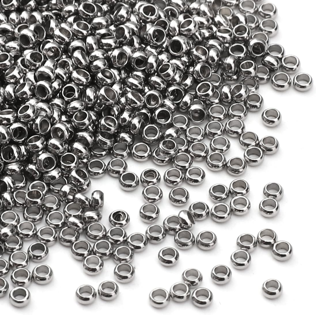 304 Stainless Steel Round Crimp Beads 2.0mm 1000pcs for Jewelry DIY Making and Repairing