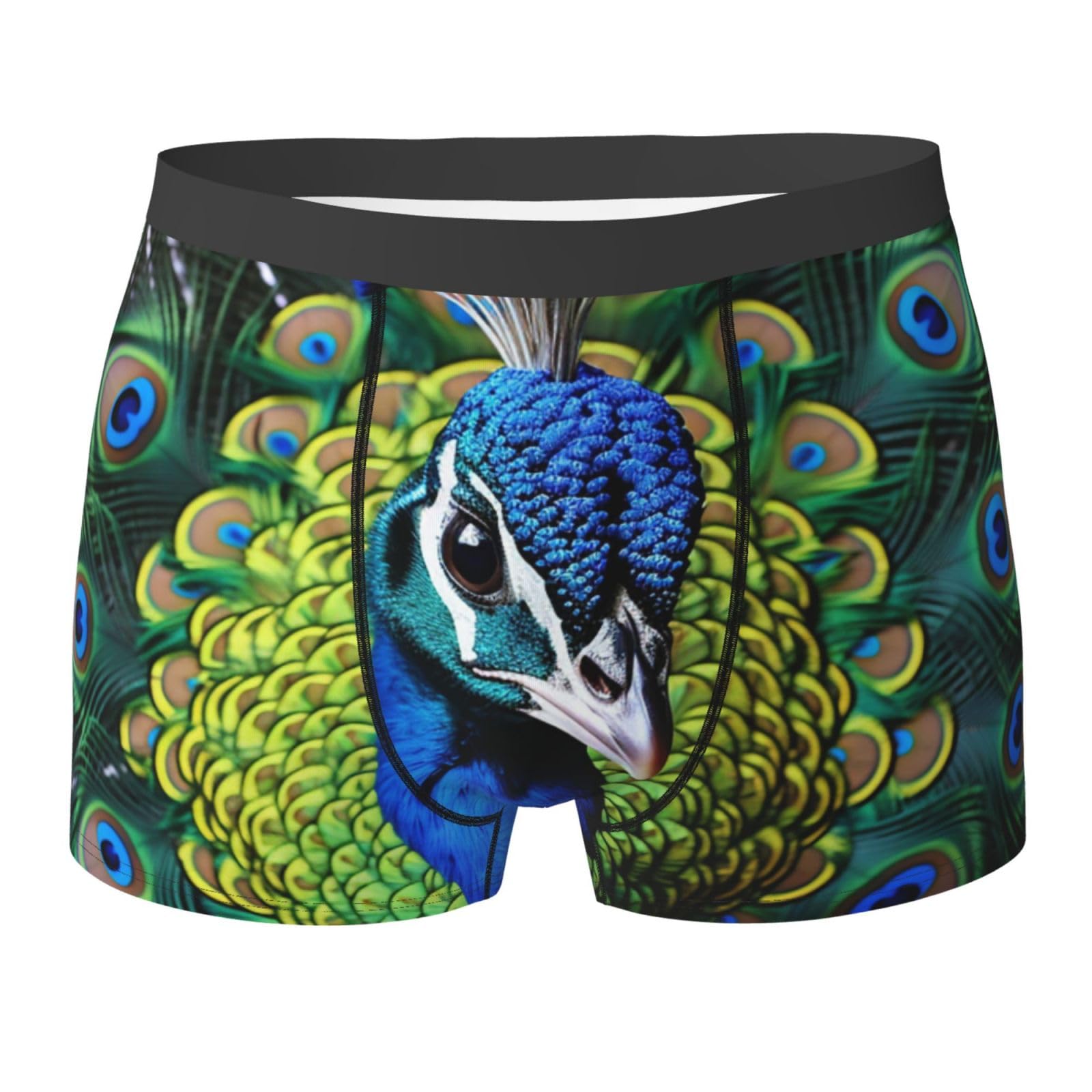 Kwqdozf Men's Black Boxer Briefs Breathable Underwear Boxer Brief For Blue Peacock Boxers Comfort Soft Trunk