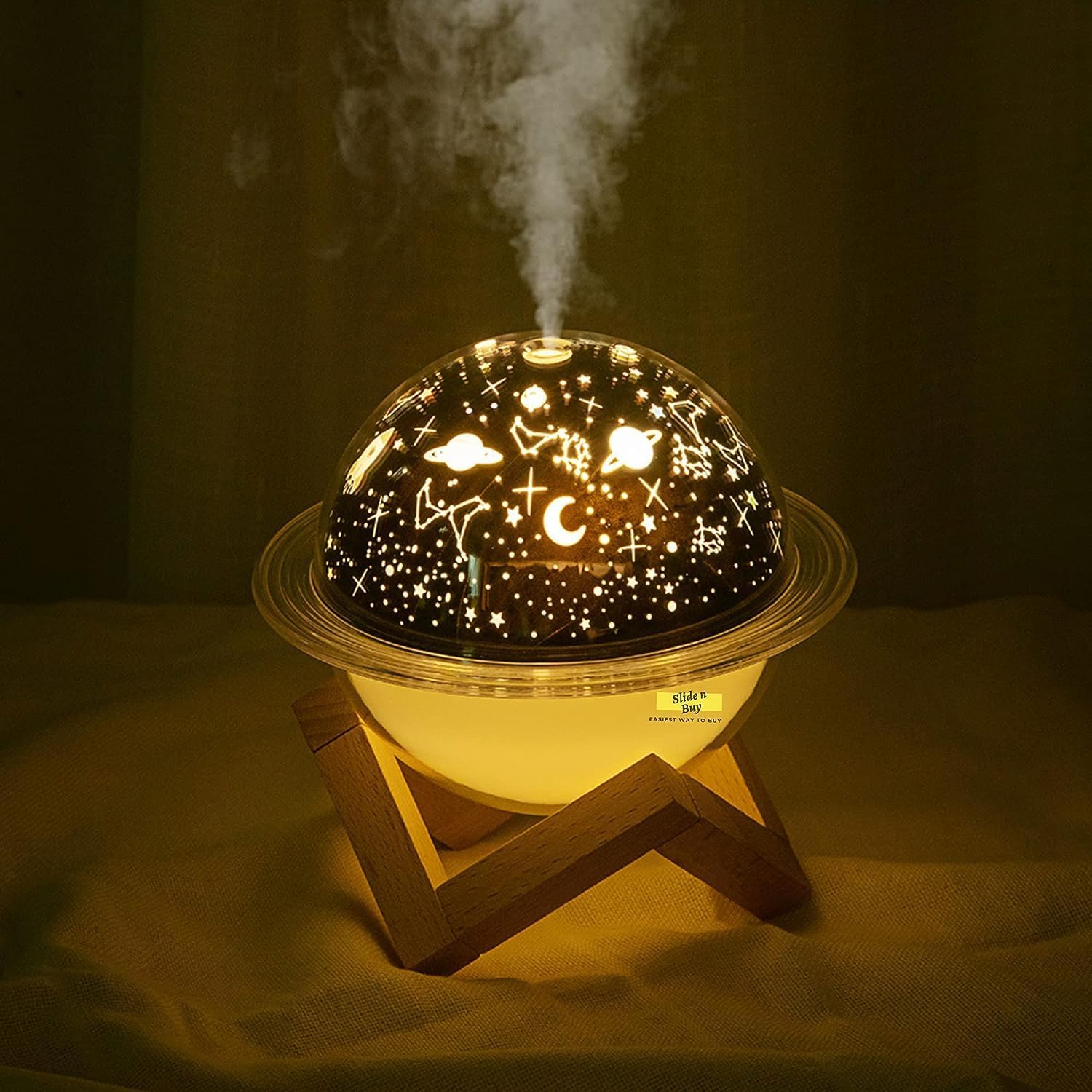 2 in 1 Cool Humidifier Portable LED Night Light Projection Star Projector Lamp Humidifier 3D LED Night Light humidifiers for home offive child room bedroom Colorful Change for Car-image-37