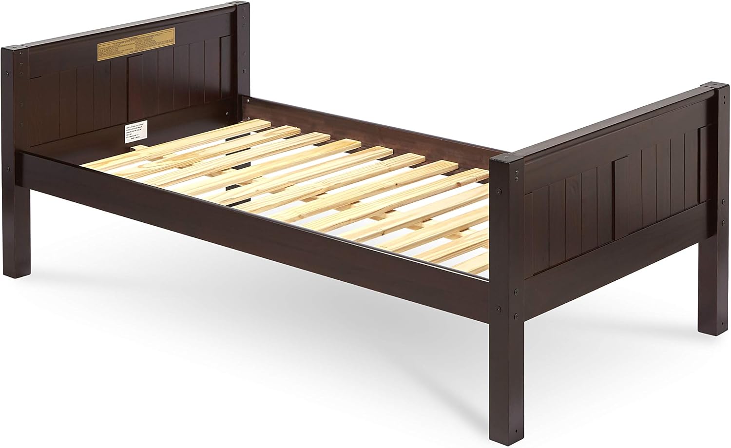 Camaflexi Daybed, Panel Headboard / Solid Wood / Front and Rear Guard Rails / No Box Spring Needed / Mattress Foundation has 14 Wood Slats and 1 Center Support / Drawers / Cappuccino Finish, Twin