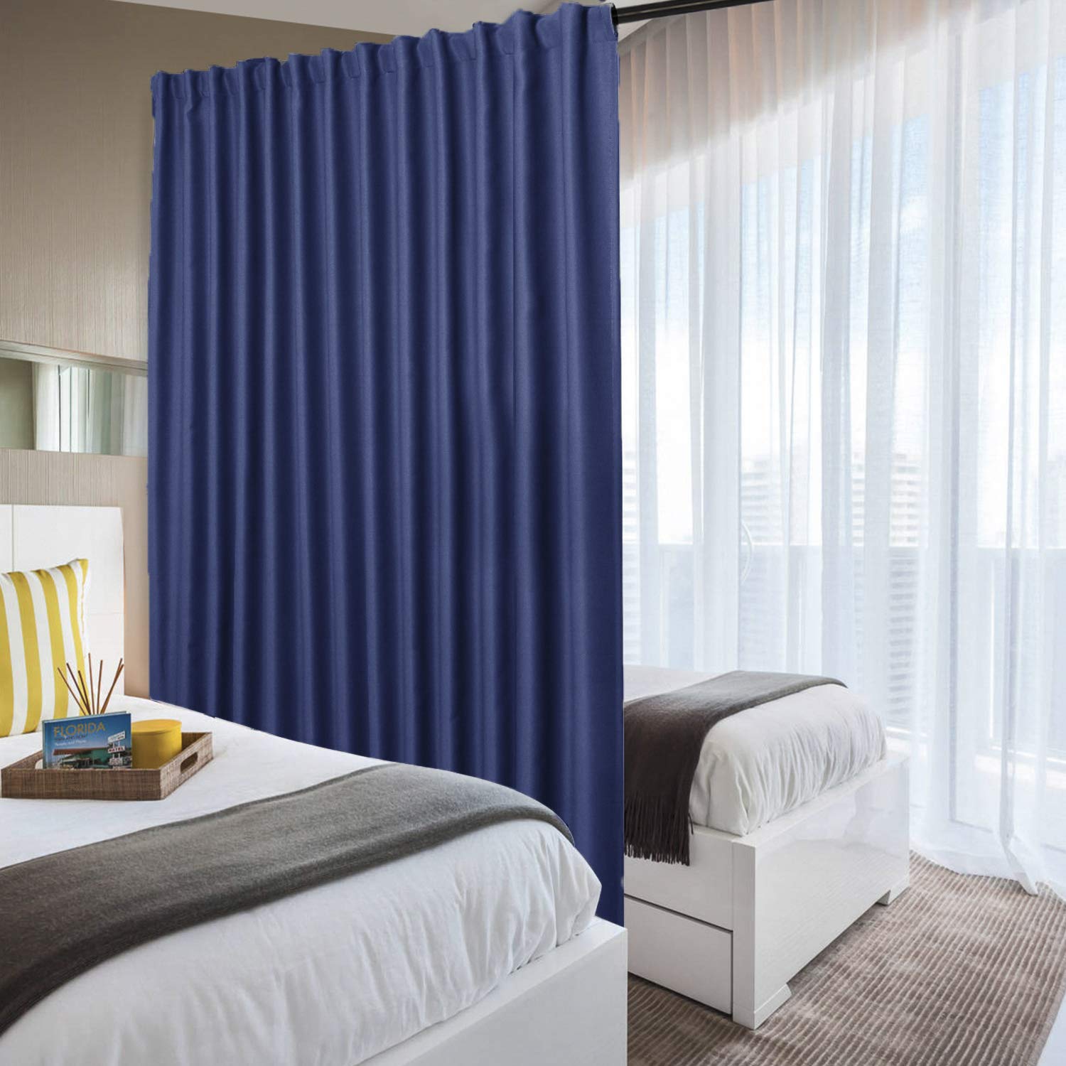 DWCN Patio Sliding Door Curtains - Extra Wide Curtains for Glass Door, Privacy Room Divider Blackout Thermal Curtain Panel with Back Tab & Rod Pocket for Bedroom Partition, 100 x 84 Inches, Navy Blue — image 1