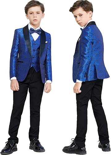 Miniatura 2 de ELPA ELPA Traje de esmoquin para niños, esmoquin floral ajustado para niños, esmoquin formal para graduación, Halloween, fiesta de Navidad