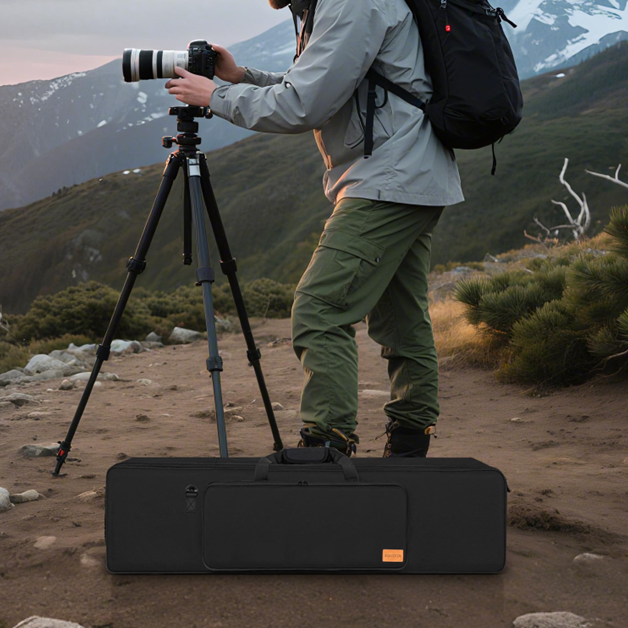 OUUTMEE Borsa portatile per treppiede, con tracolla, per treppiede, treppiede, treppiedi per luce, monopiede e altre attrezzature fotografiche, Nero , 80 x 21 x 21 cm/31,5“ x 8,3” x 8,3“, Borsa per