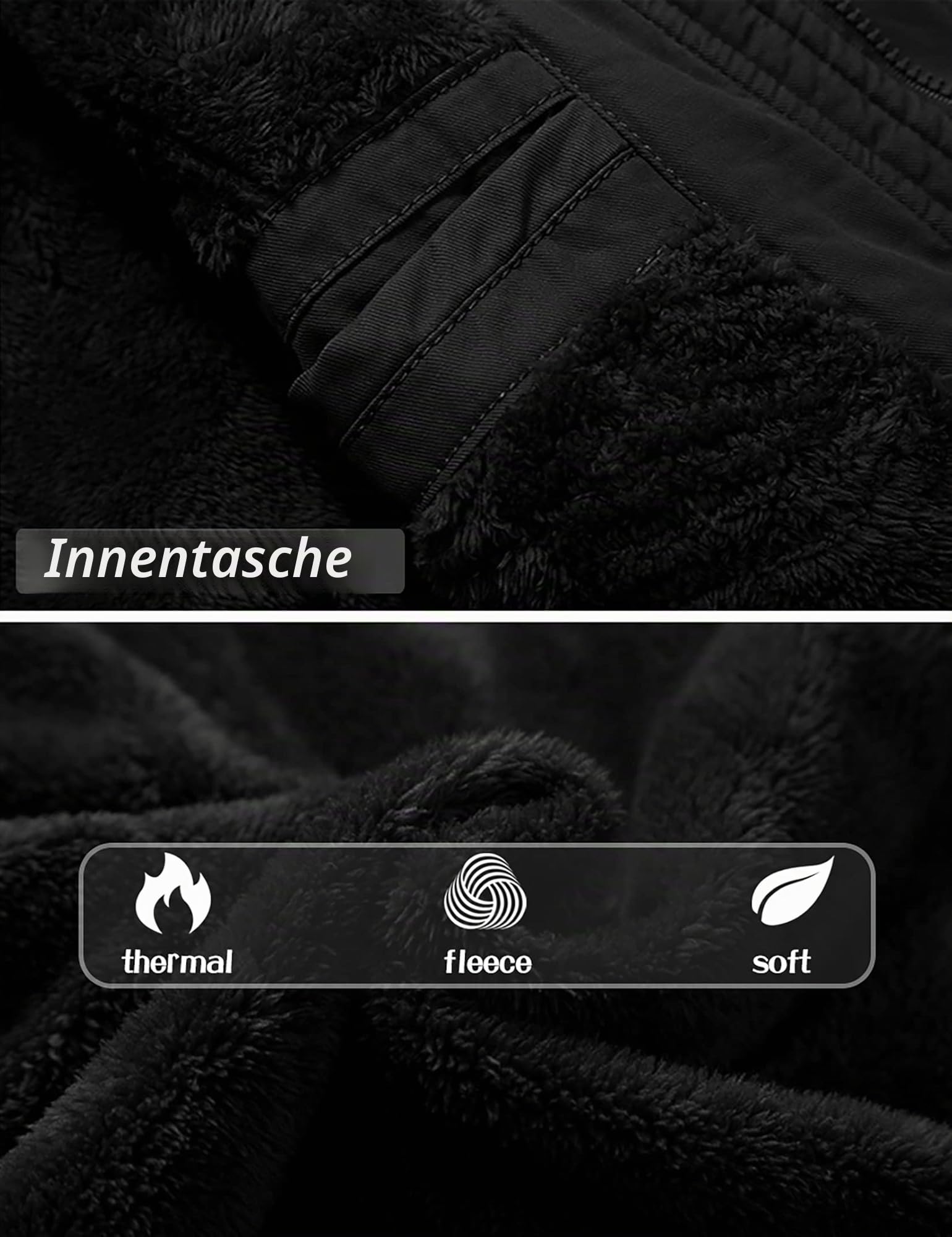 TACVASEN Herren Fleecejacke Warme Jacke Winter Thermojacke Gefüttert Übergangsjacke Militär Feldjacke Cargojacke mit Taschen | Baumwolle Gefüttert Vintage Herrenjacke Casual Windbreaker Jacke Blouson Lang Arbeitsjacke Für Männer