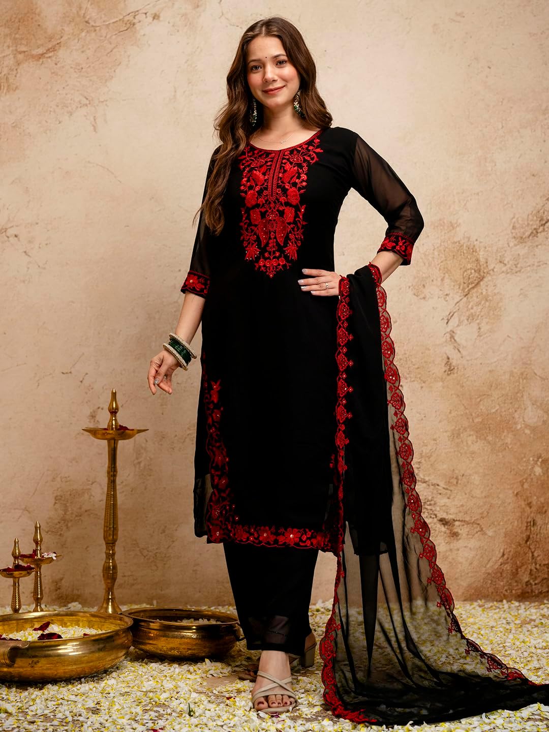 Premium Ethnic Outfit Salwar Suit Set Designer Embroidery Celebration Wear