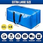 TAILI Heavy Duty Moving Bags, Cloth Storage Extra Large Tote Bag Container with Sturdy Zipper and Strong Handles, Blue, 4 Pack