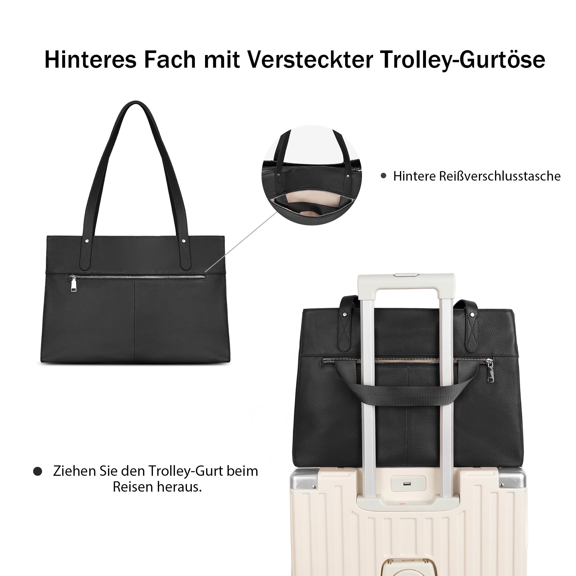 befen Echtleder Handtasche Damen Groß Shopper Tasche 15,6 Zoll Laptoptasche | Leder Tote Bag Aktentasche Lehrertasche mit Laptopfach, Mode Schultertasche für Business Büro Schule