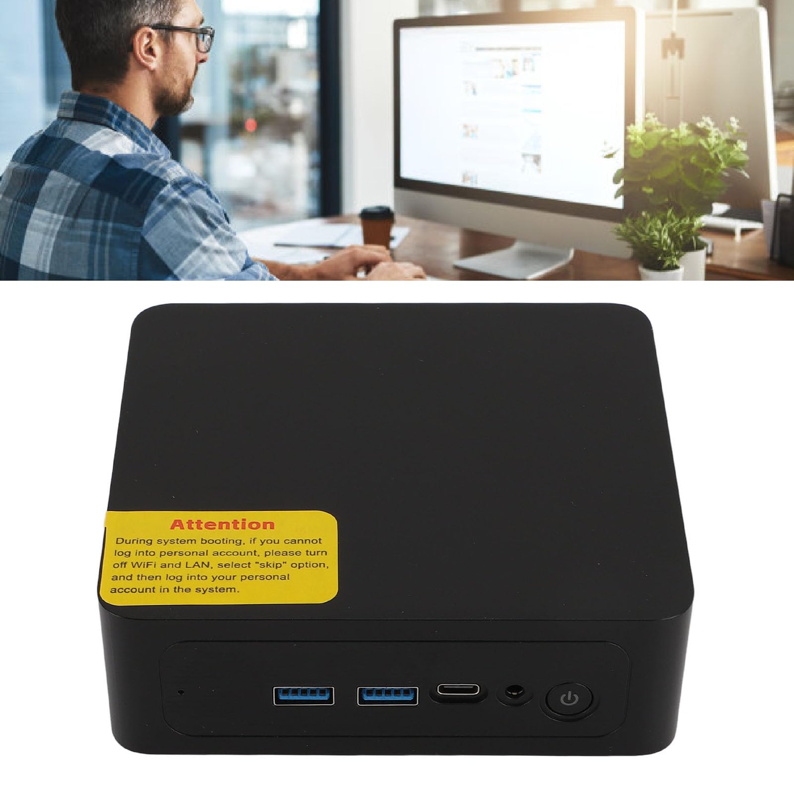 Mały Komputer Stacjonarny Procesor I3 1215U, NVMe PCIe 4.0x4, 9,6 Gb/s Wi-Fi 6E, 5.2, 2.0, USB3.2, TYPE C, materiał Metalowy, Obsługa Grafiki Iris Xe, sieć 1000M, (Wtyczka UE