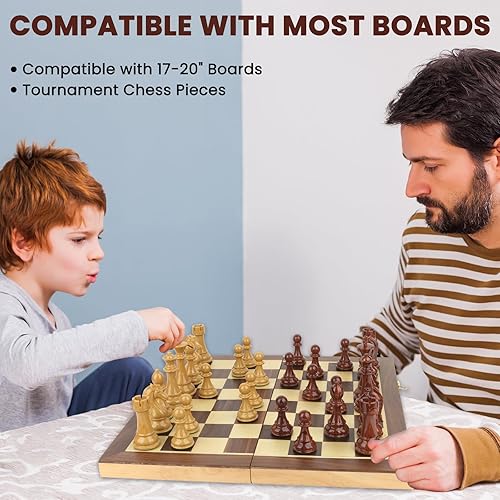 Miniatura 6 de COLORGO Piezas grandes de ajedrez con peso de polímero alto con tamaño King de 3.8 pulgadas, 2 reinas adicionales, juego de ajedrez de torneo, solo