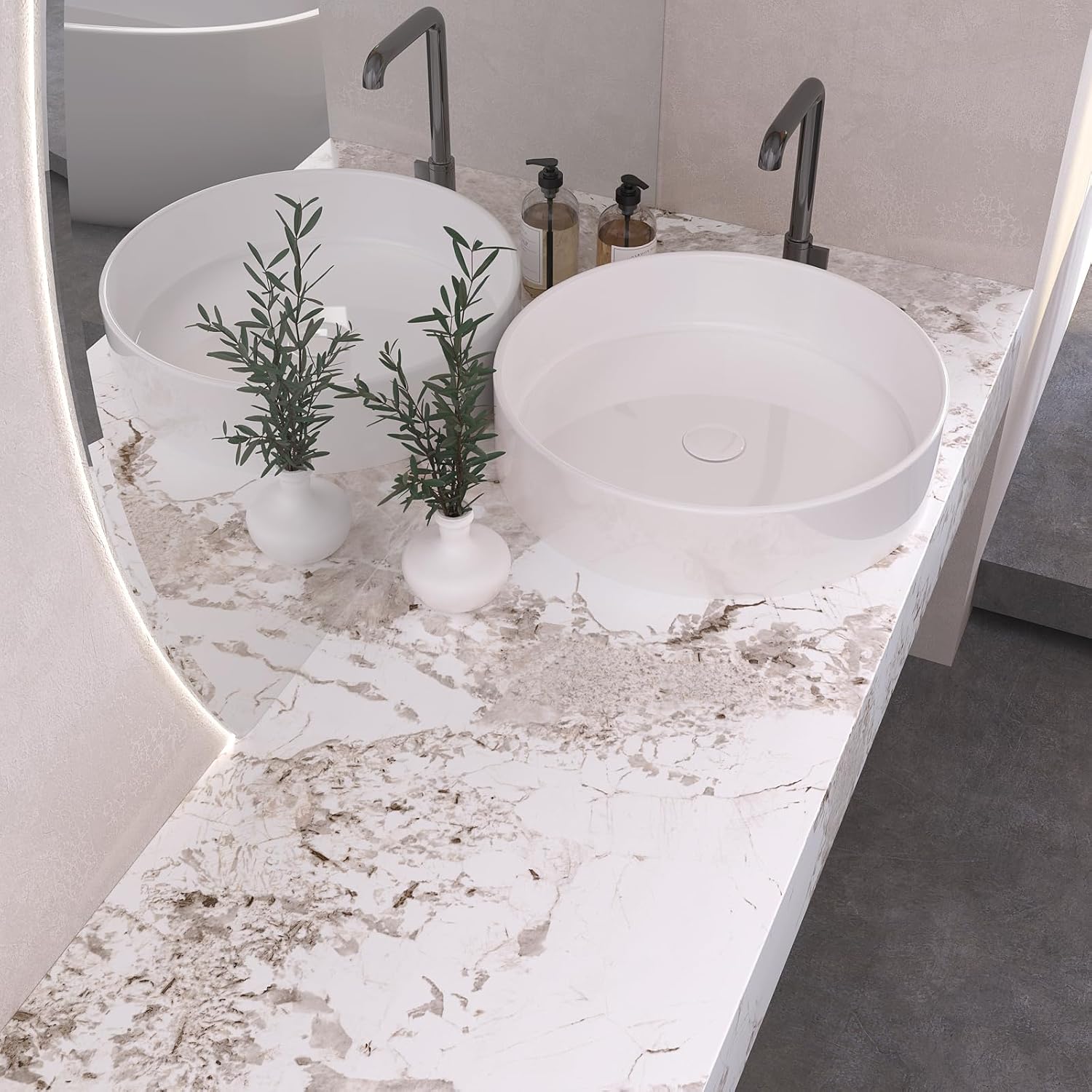 VaryPaper White Brown Marble Effect Peel and Stick Wallpaper 40cmx200cm Marble Sticky Back Plastic Roll Contact Paper for Kitchen Countertops Washable Kitchen Wallpaper Marble Vinyl Wrap for Furniture 7 71Ugj1TS2sL. AC SL1500