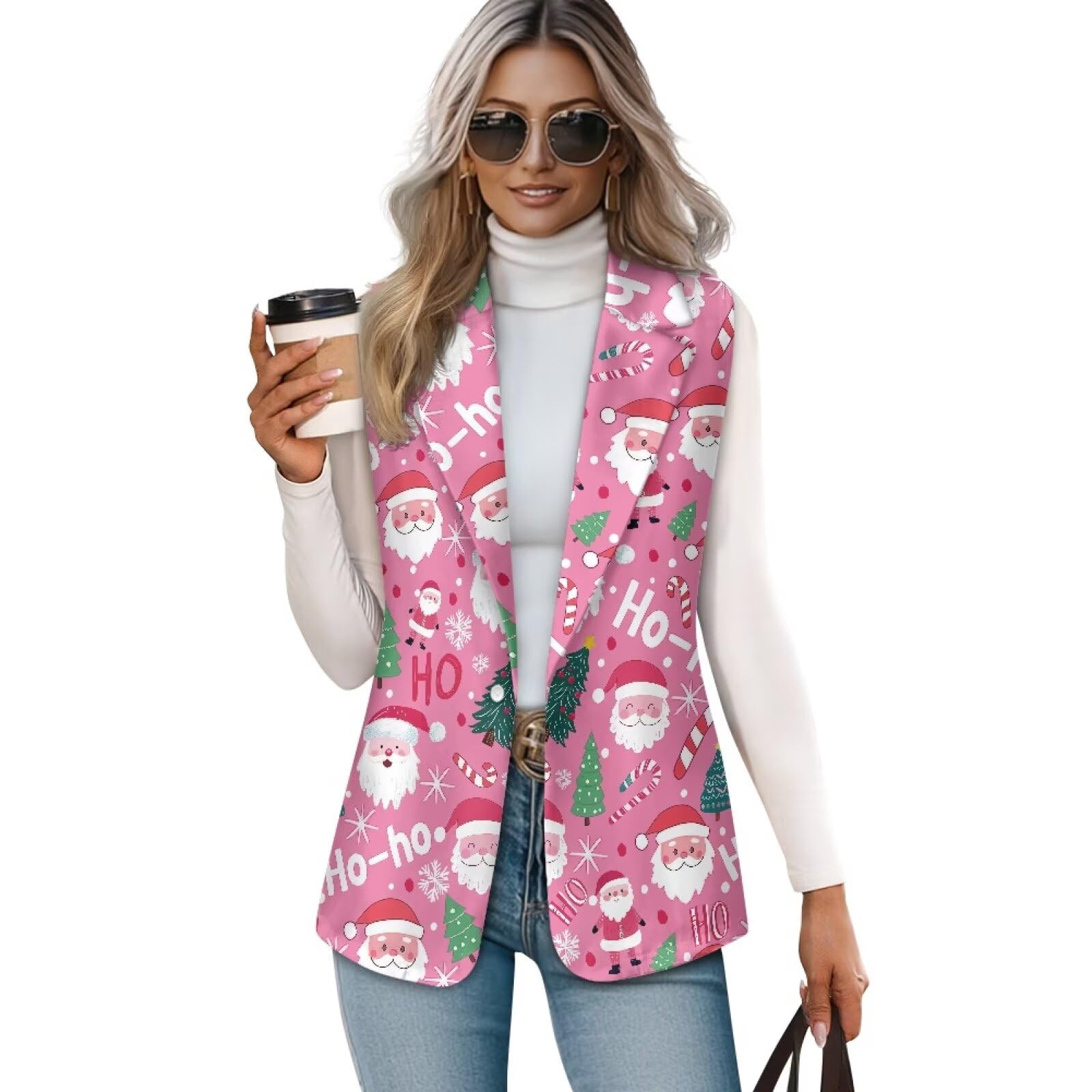 Blazer Suit Vest Tops for Women Trendy Waistcoat Vest Formal Dressy Casual Sleeveless Blazer Jacket Outerwear