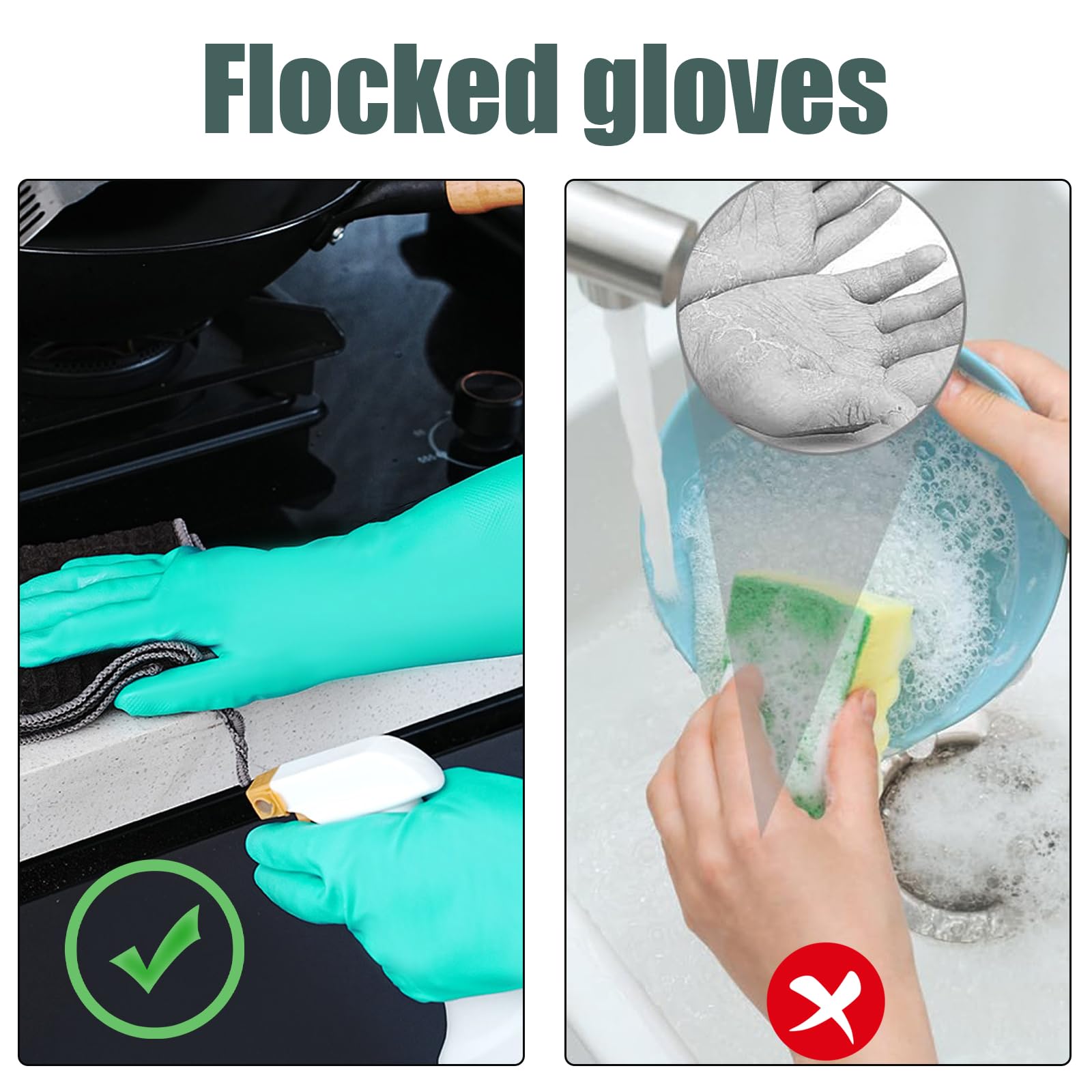 Gants Nitrile - 2 pairs - Résistants aux Produits Chimiques pour Travaux Ménagers et Industriels - Sans Latex, Imperméable, pour Nettoyage et Vaisselle