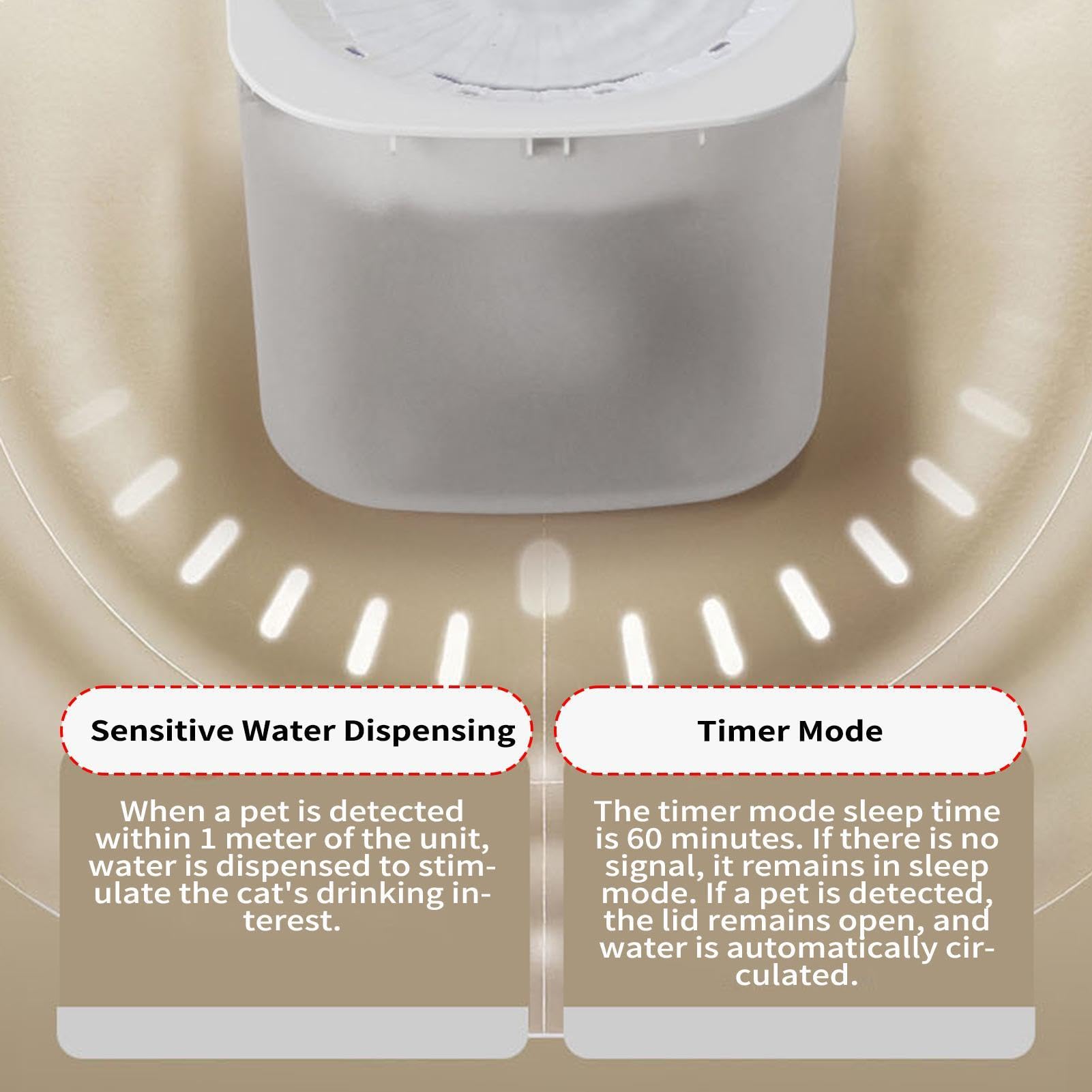 Fuente de agua para gatos Bebedero Automático 3L | Fuente para perros con tapa con apertura automática mediante sensor Apartamento, área de juegos, cocina y hogar