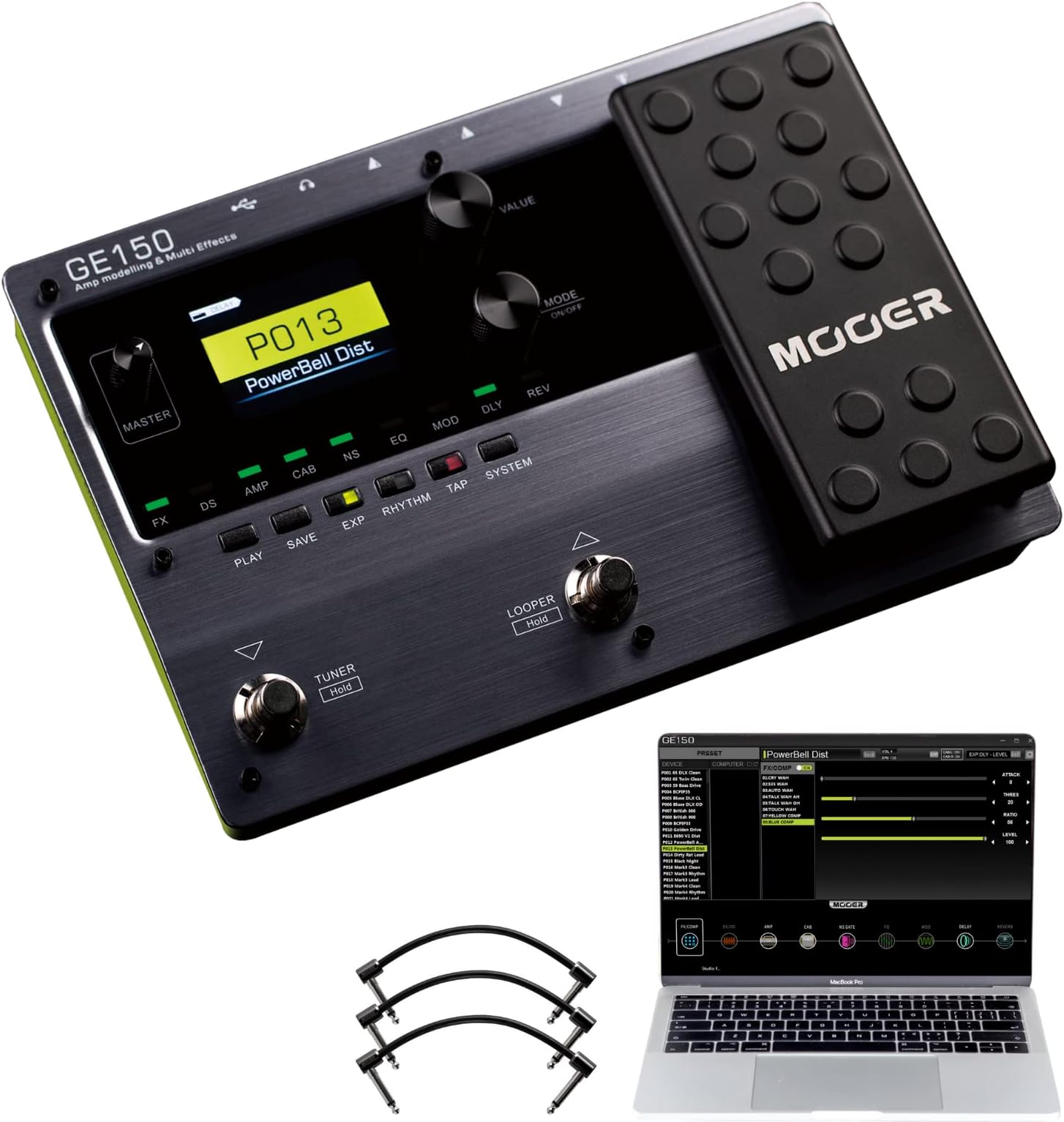 MOOER GE150 Guitar Looper, Drum Machine, Amp Model, Cab Sim