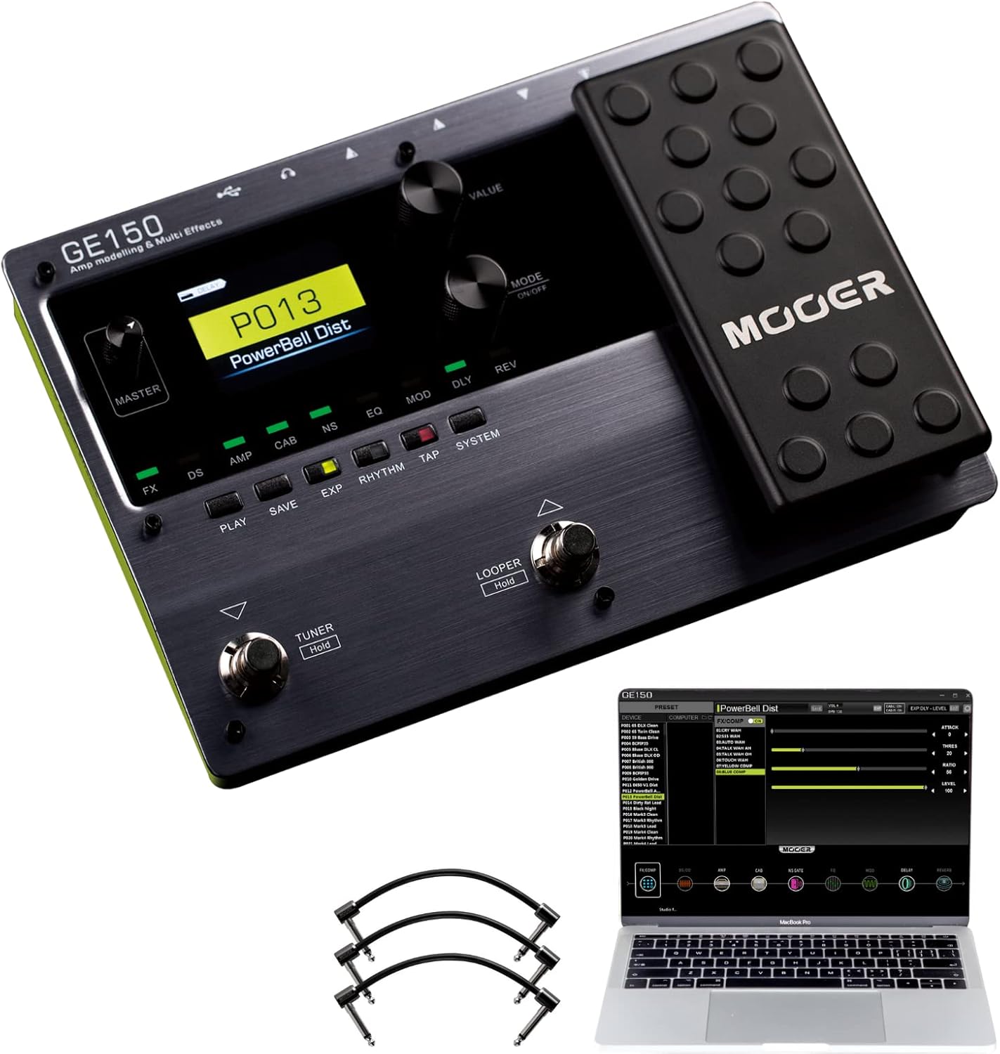 MOOER GE150 Guitar Looper, Drum Machine, Amp Model, Cab Sim, Multi Effects, 6inch