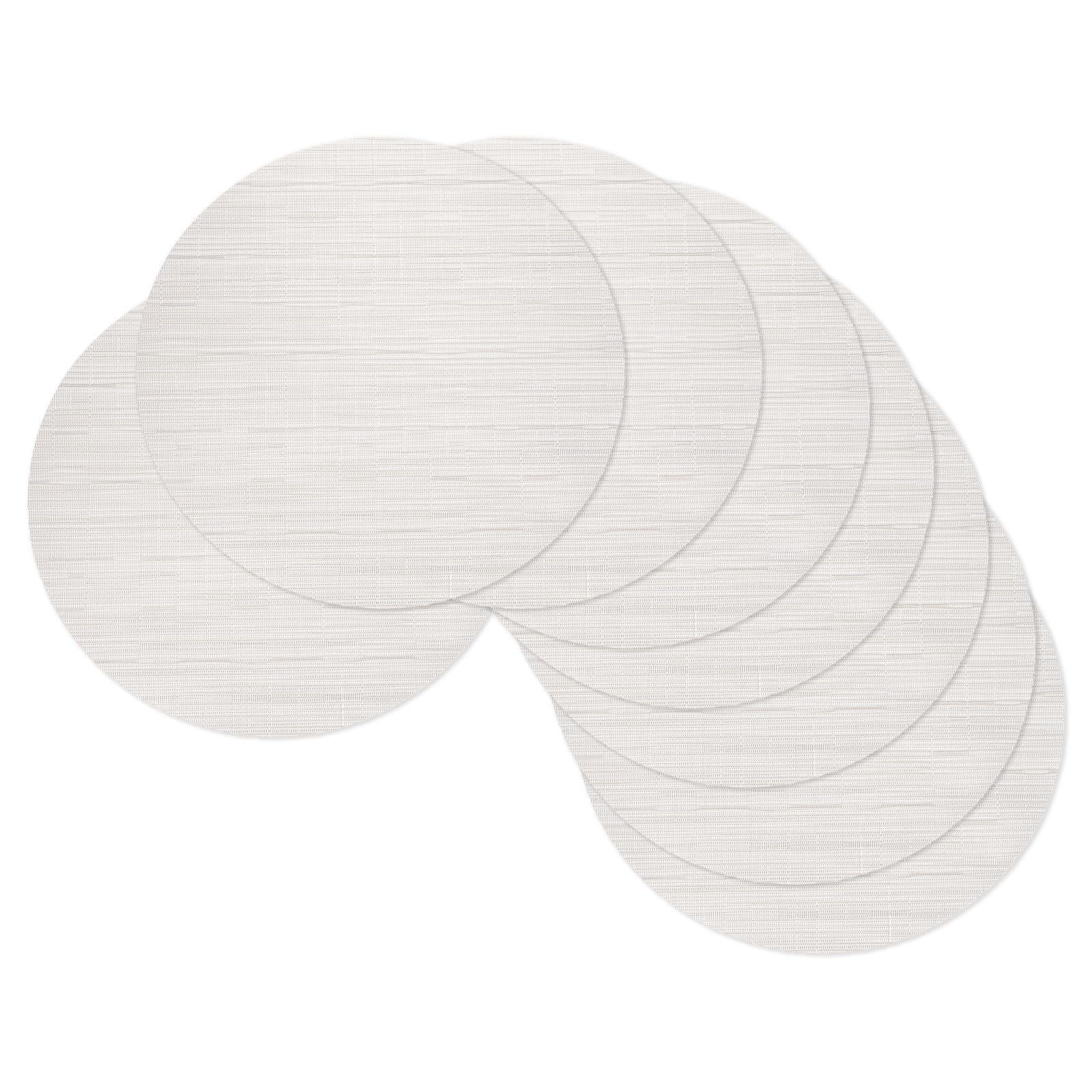 sourcing map 4 Pcs Placemats, 13.7 Inch PVC Placemats Round Braided Place Mats Non-Slip Heat Resistant Place Mats Washable Table Mats for Dining Table Bamboo Texture Surface, Beige