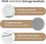 ECDYQXVU 13x13 Boîtes de rangement en cube de pouce avec carter renforcé, 6 Pack grand tissu pliable cubes de stockage avec poignées pour plateau, placard, organisation de blanchisserie (blanche et grise)