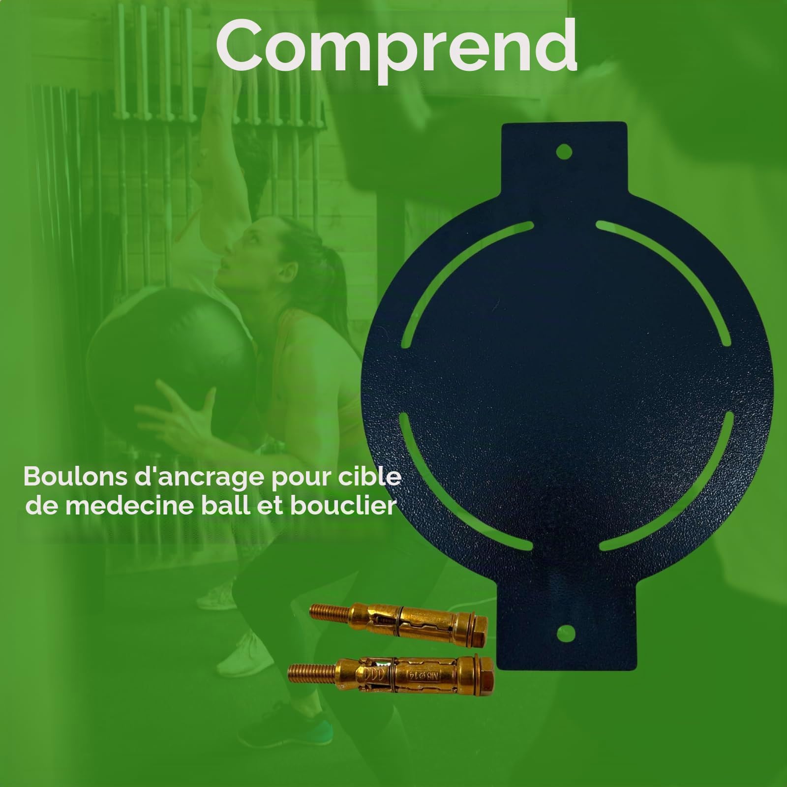 HowseHold Cible murale en acier pour ballon médical, cible en métal revêtu par pulvérisation de 3 mm avec boulons d'ancrage, objectif d'entraînement de fitness pour la force, l'endurance et le fitness