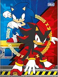 Tilibra - Caderno Brochura Capa Dura Universitário Sonic 80 Folhas - Capa Azul - Sonic Vs Shadow