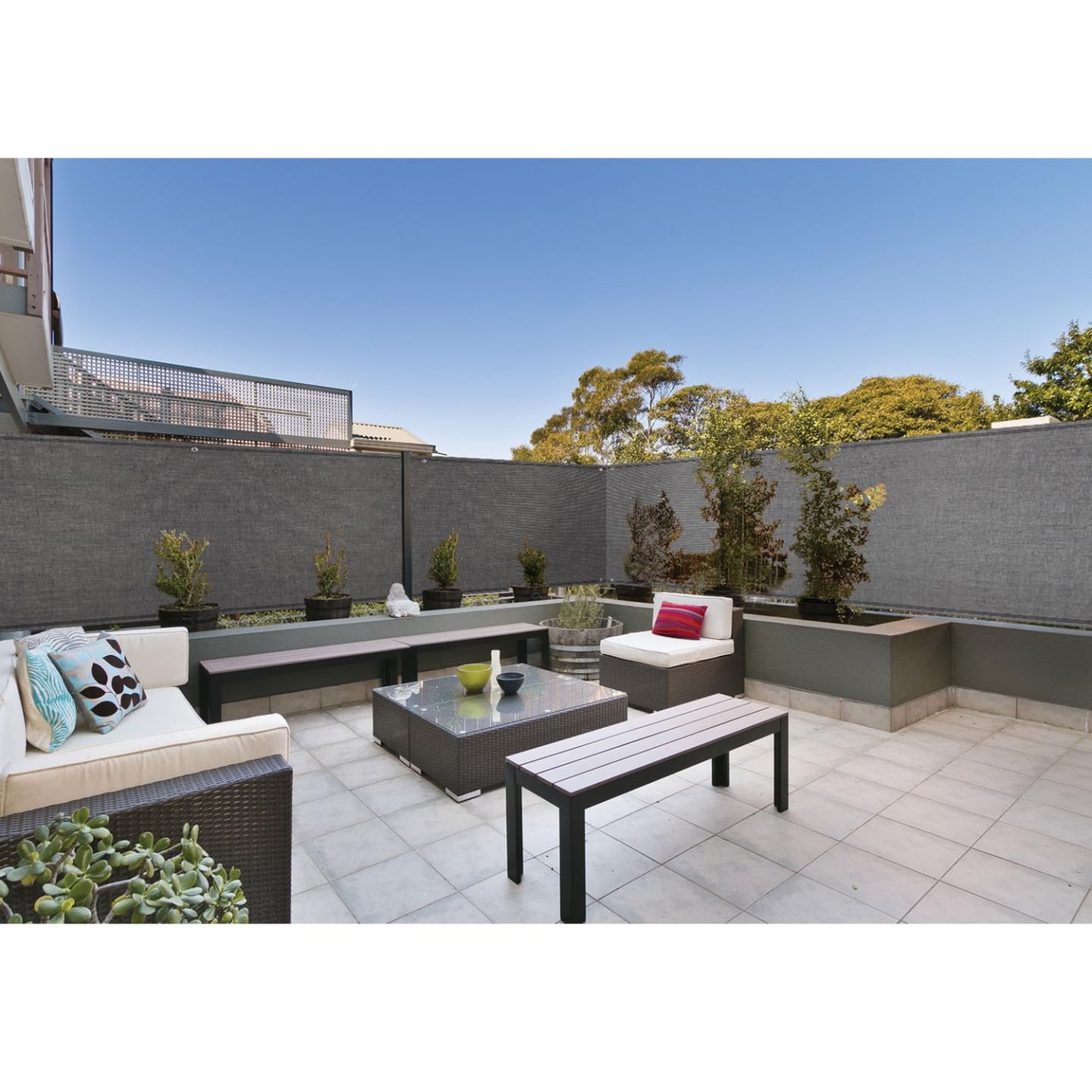 IDMarket - Rete ombreggiante 2x10m, telo rotolo per recinzione giardino 300g/m², gris