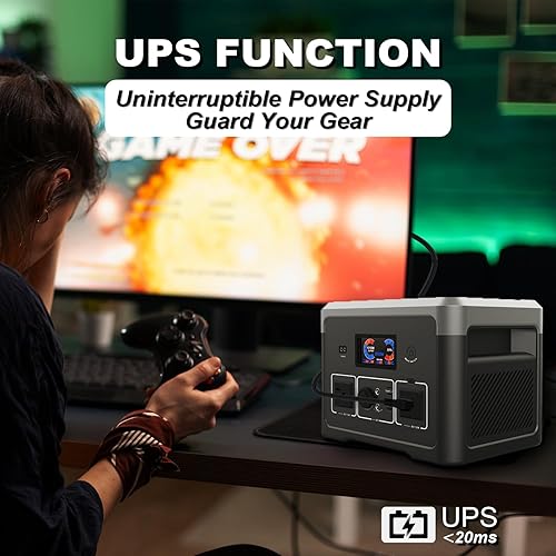 Miniatura 7 de Estación de energía portátil LiFePO4, 600 W, 665.6 Wh, generador solar de reserva de batería con 2 salidas de CA de 600 W (sobretensión de 1800 W),