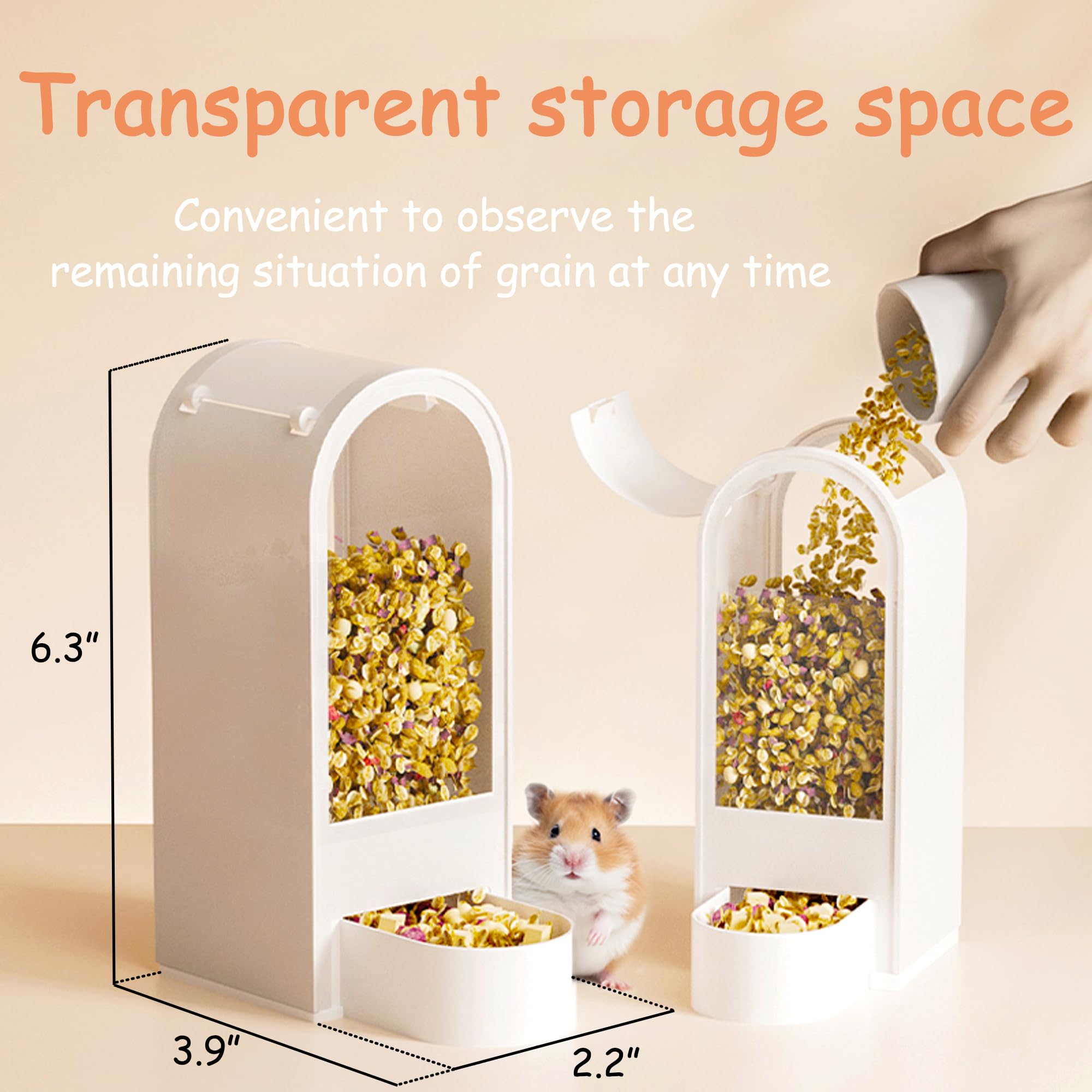 Hamsters Feeder Small Animals Automatic Dispenser Acrylic Clear Pet Feeding Device for Dwarf Hamster