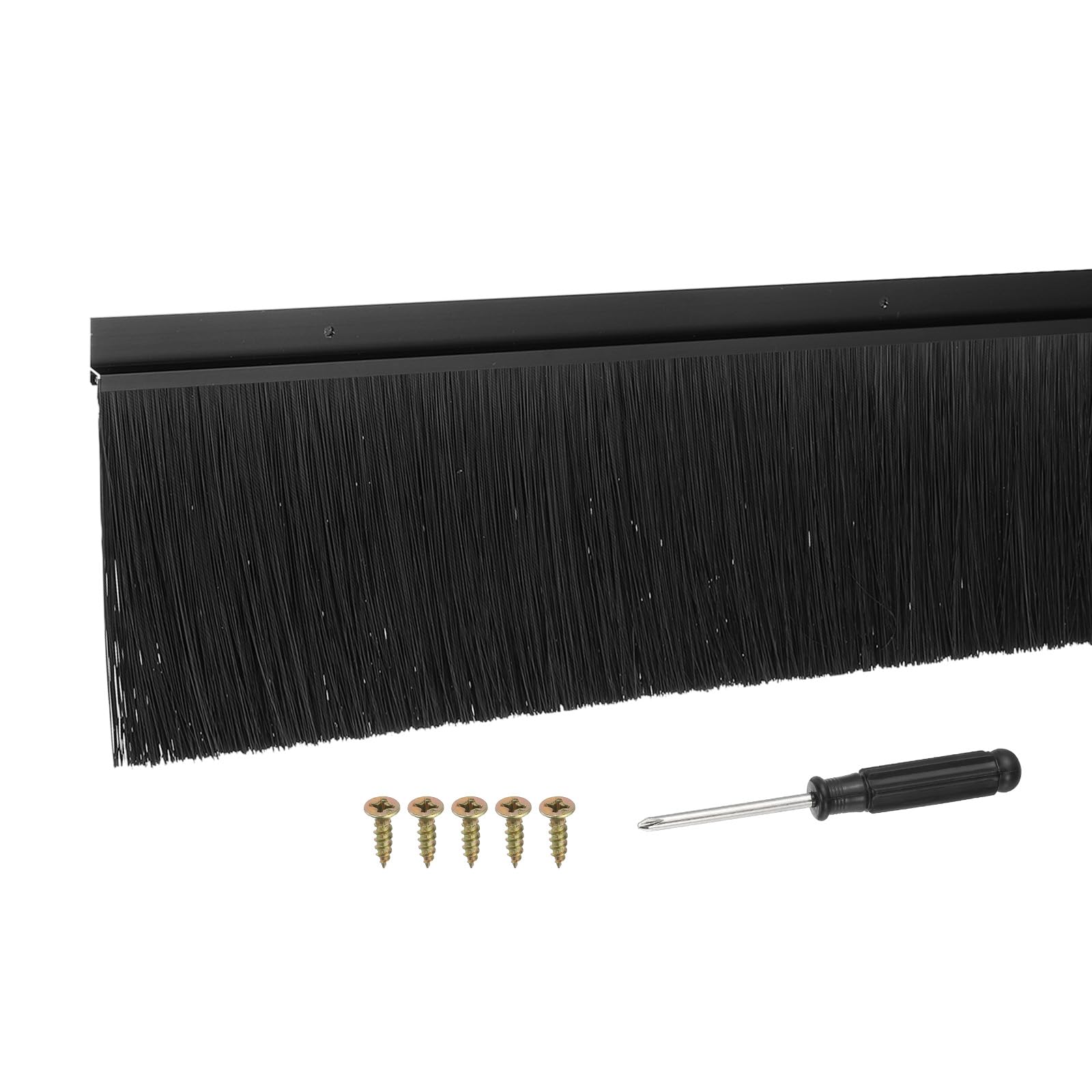 YELARXI Door Sweep Aluminum Alloy Brush Sweeps, 3.9 Inch Black PP Brush 39"L x 4.9"W Fit for Gaps of Door Bottom - H-Shape Holder (Black) โ image 1