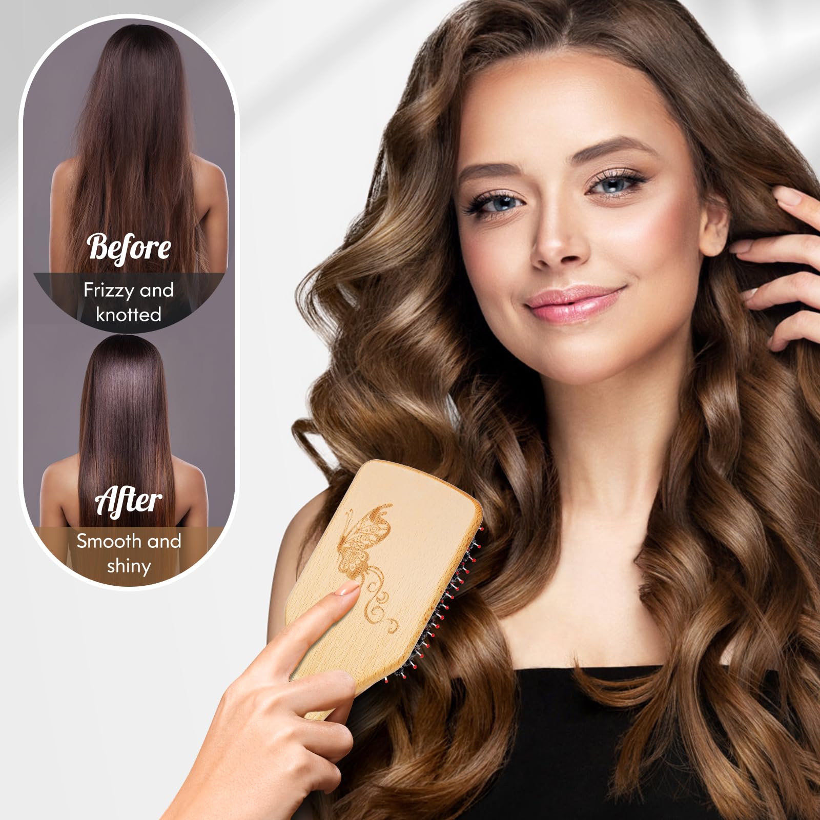 URTHEONE Cepillo de pelo de cerdas de jabalí para mujer