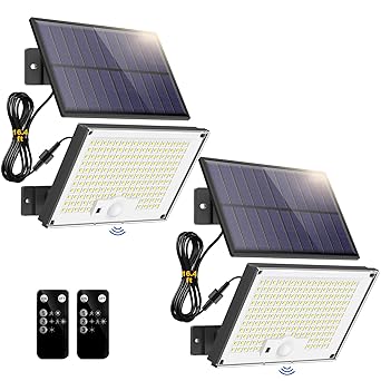 Gusicil Solar Outdoor Lights, [172 LED/3Modes], 2 Pack