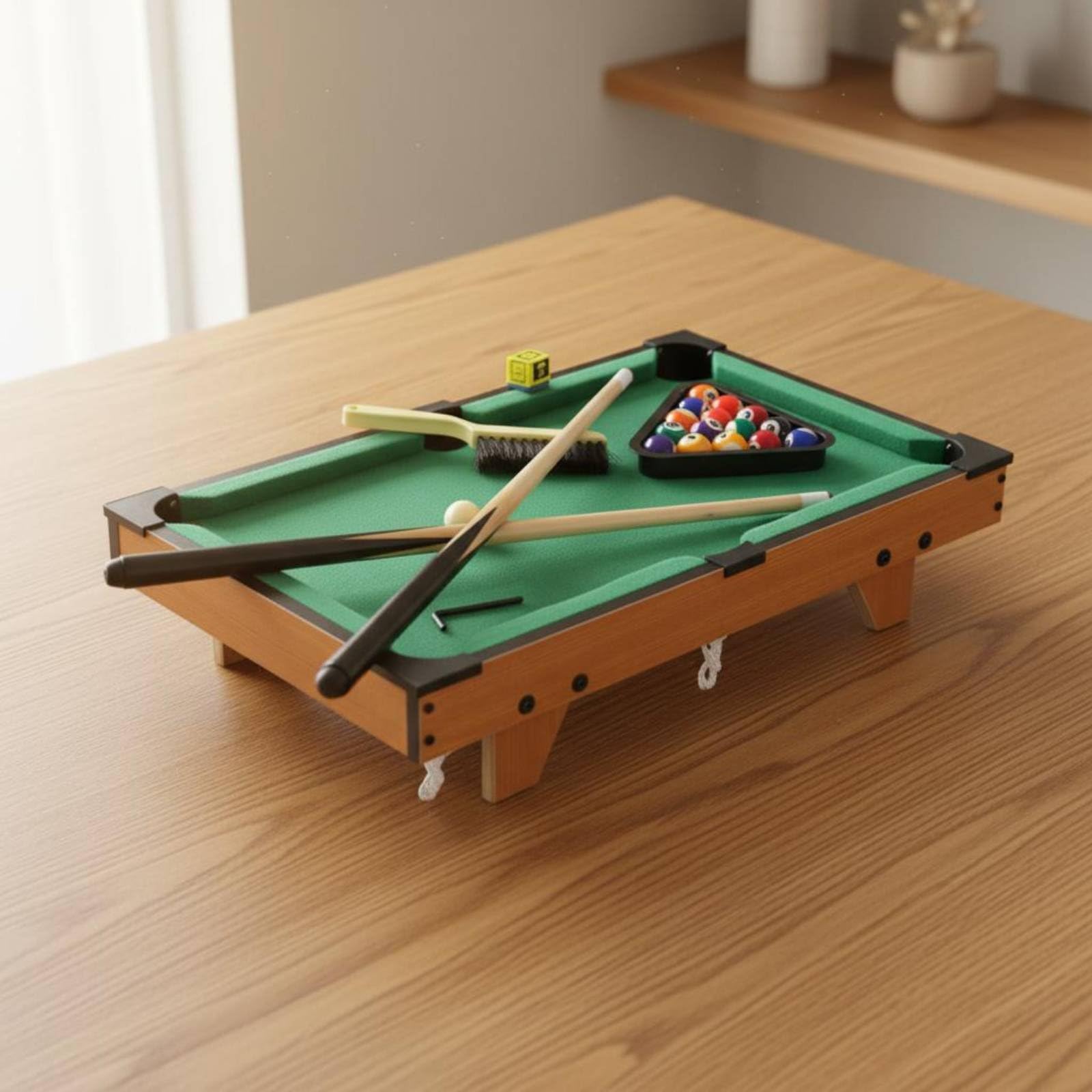 Biliardo da Tavolo Mini con Coppia di Stecche Set di Palle Triangolo E Gessetto Superficie in Flanella su MDF per Tiri Uniformi Adatto per Bambini E Famiglie Feste di Compleanno Piogge Casa