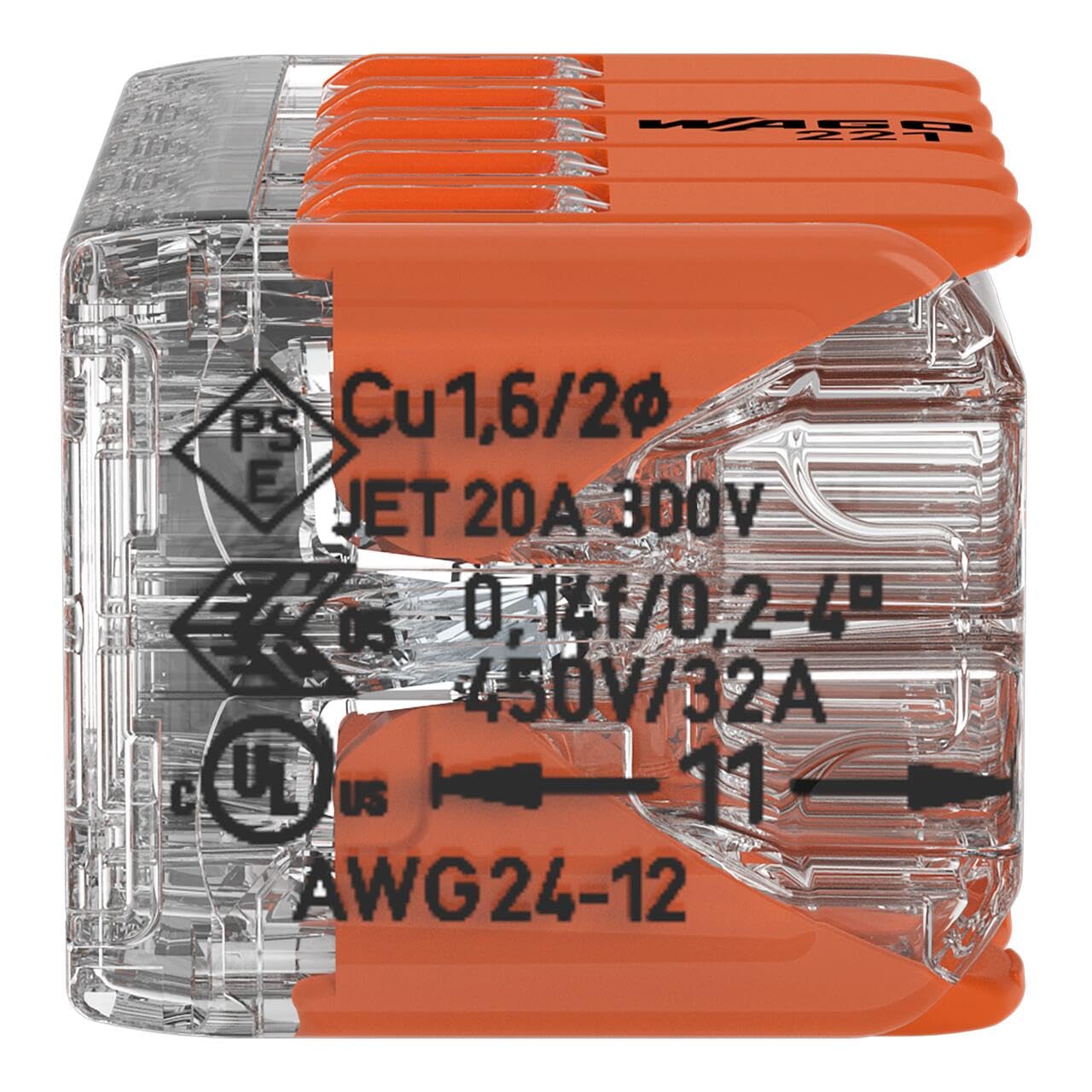 WAGO COMPACT 221-420 Conector de Cable 10 Conductores 4 mm² 15 Unidades