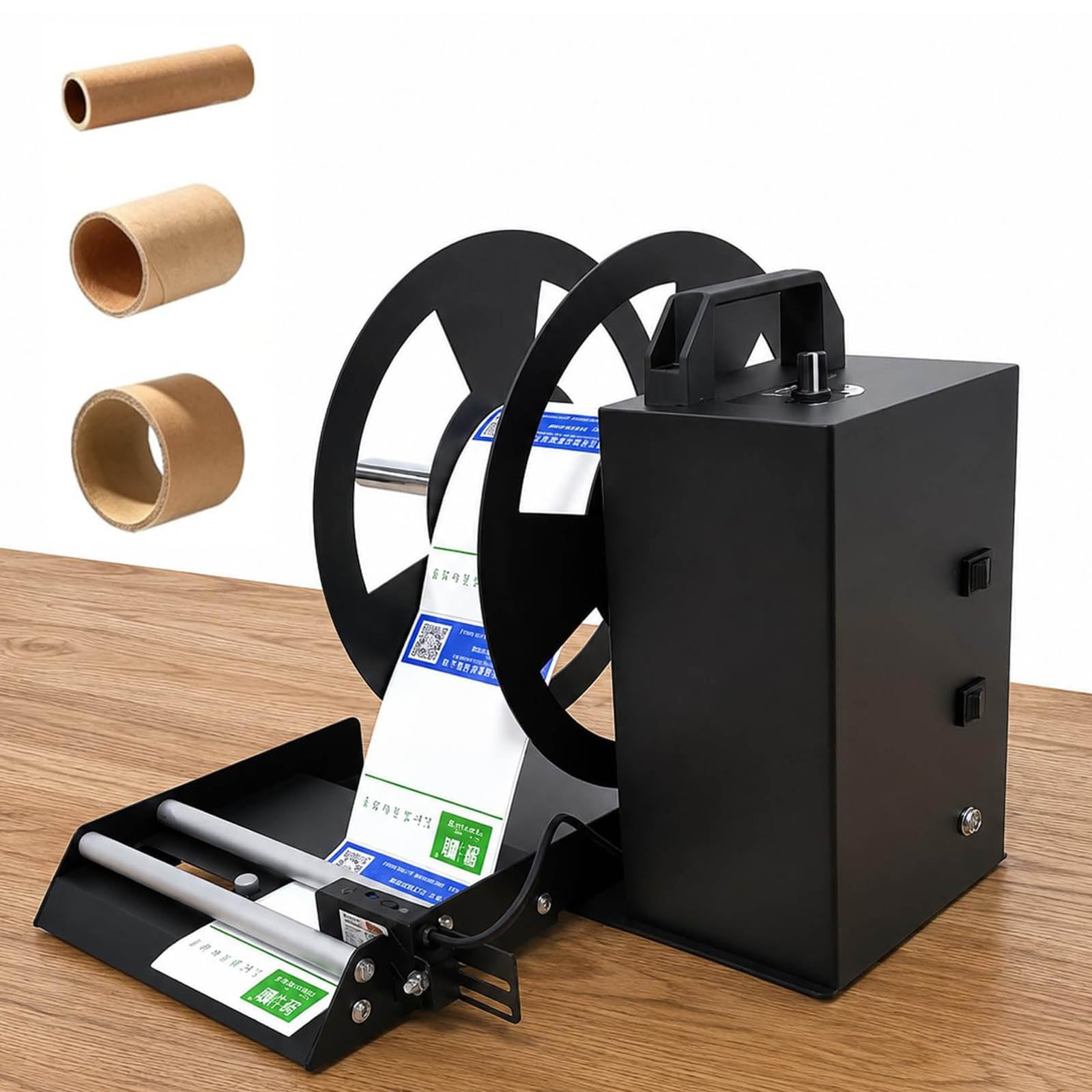 MRJYK Automatic Label Rewinder Machine, Dual-rod Paper Hold-down Sensor, With 1"/1.5"/3" Core, Width 15cm/outer Roll Diameter 23cm, Counting, For Garment Factory, Logistics