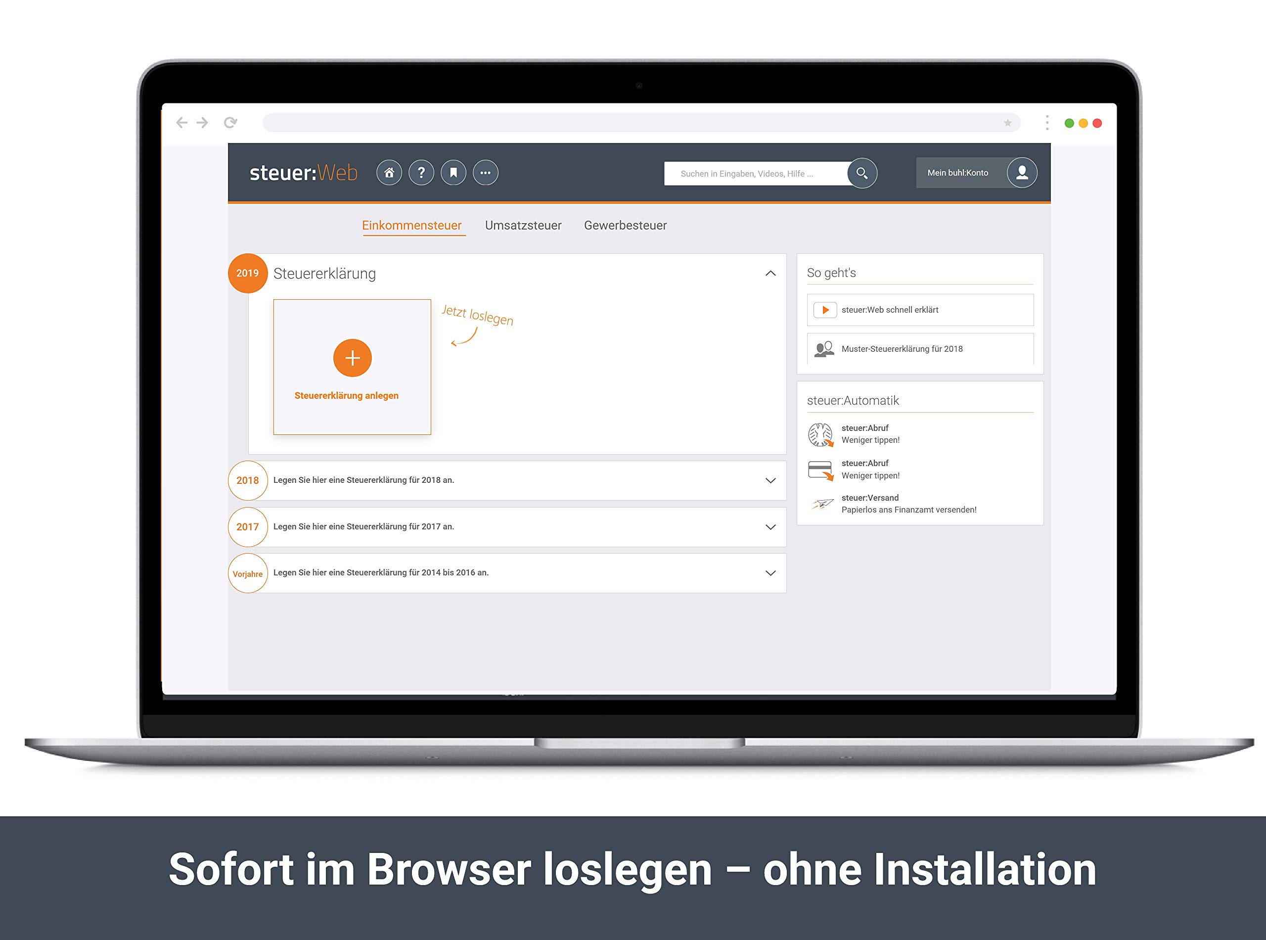 Steuer:Web PC (für Steuerjahr 2019) |Web Browser | PC Web Version