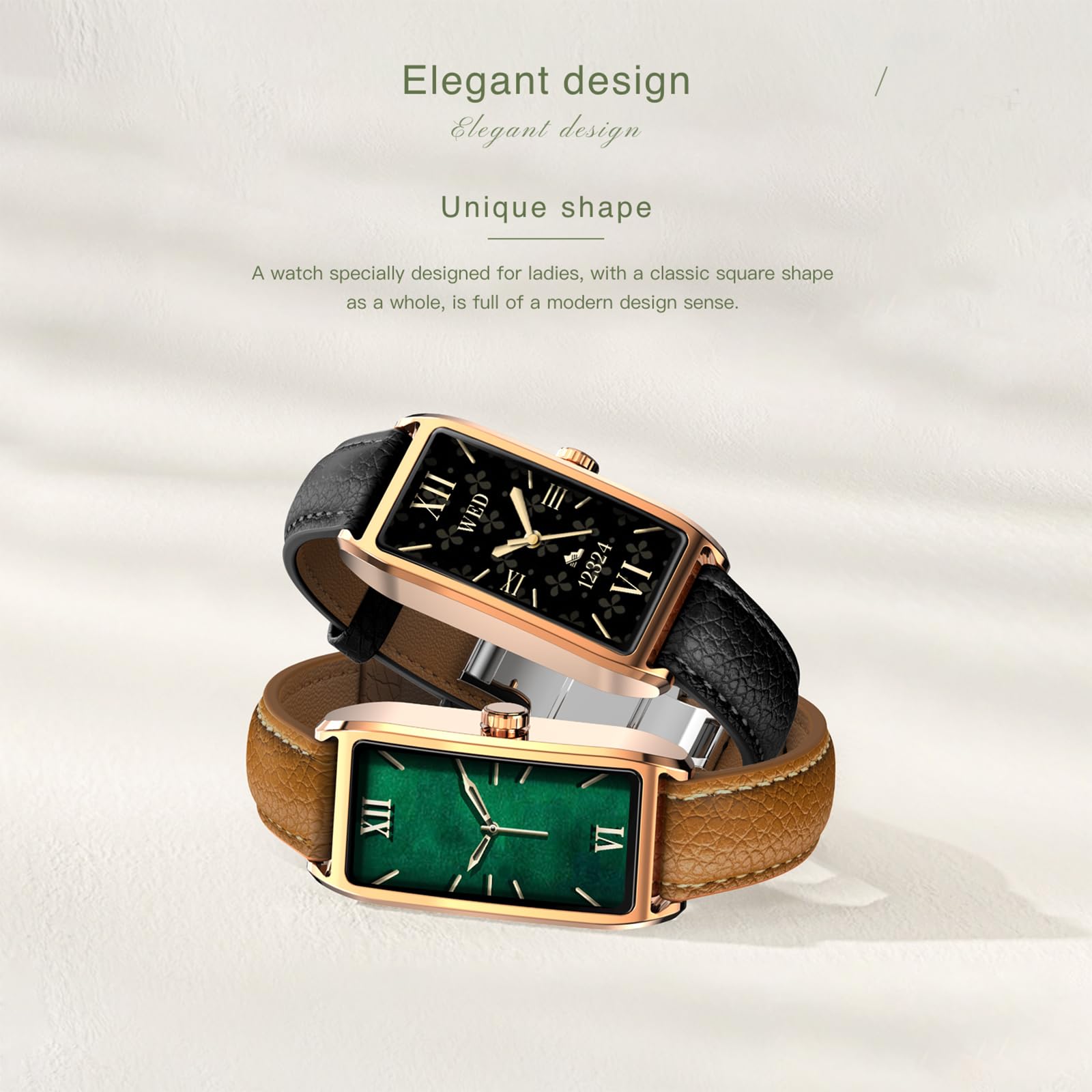Fitness Tracker Mujer Elegante Smartwatch con Monitor de Sueño Frecuencia Cardíaca Podómetro Contador de Calorías Ciclo Menstrual Relojes de Lujo para Mujeres Cuero Rosa Smartband