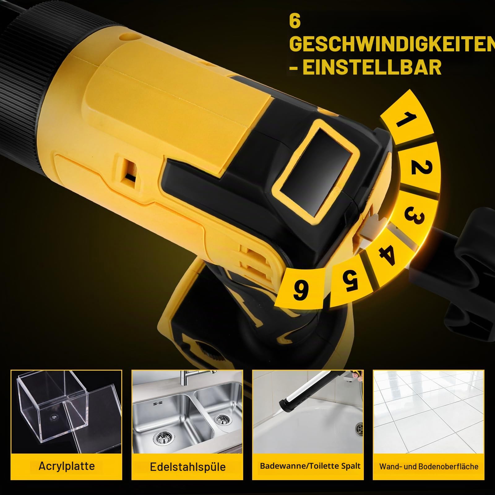 Akku Kartuschenpresse Kompatibel mit Dewalt 20V Akkus,Anti-Tropf-Funktion, mit LED-Licht und 6 Einstellbaren Geschwindigkeiten Für die Reparatur von Bodenfliesen und Abdichtung (Ohne Akku)