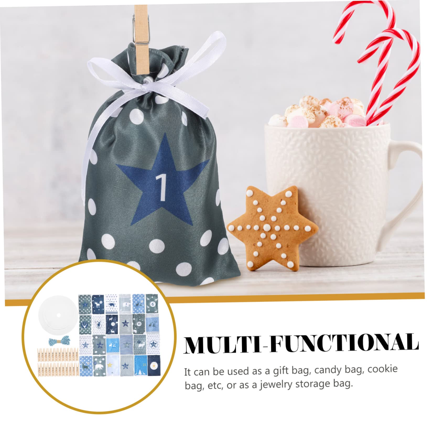 TOPBATHY 48 Stk Weihnachtsgeschenktüte Weihnachtliche Süßigkeitentüten Zum Aufhängen Adventskalender Stoffbeutel Weihnachtstüte Mit Süßigkeiten Weihnachts-countdown-taschen Hölzern
