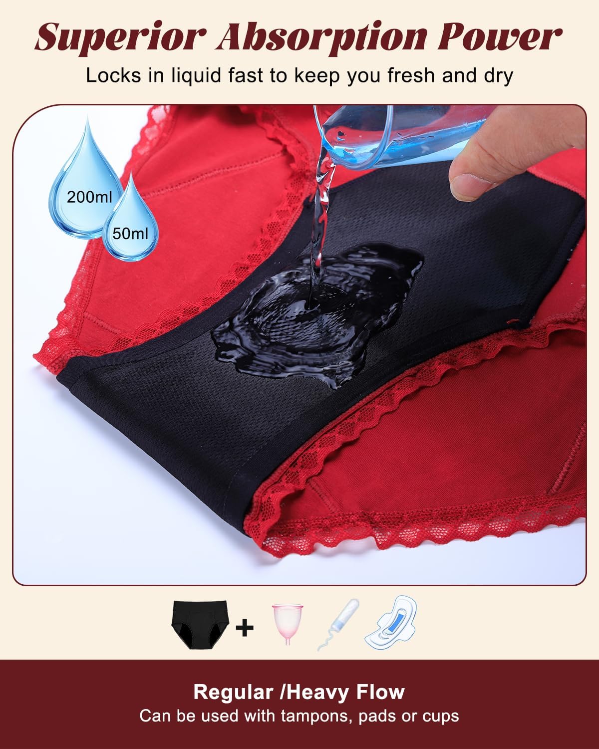 Leakproof Underwear for Women, Washable Incontinence Panties for Bladder Control & Period Protection Menstrual - Image 4