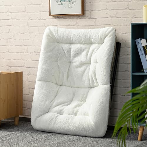 Miniatura 8 de HollyHOME Silla platillo extragrande con otomana plegable, cómoda silla plegable de gran tamaño y reposapiés plegable, silla de lectura de piel