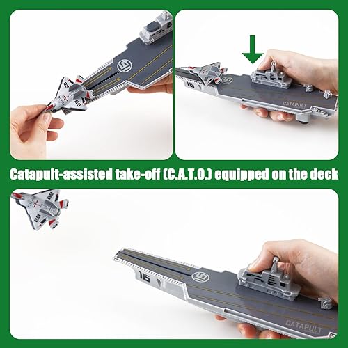 Miniatura 4 de 3 otters Juego de 27 piezas militares para hombres del ejército, juego de juguetes de portaaviones militares, grupo de batalla militar, ejército de