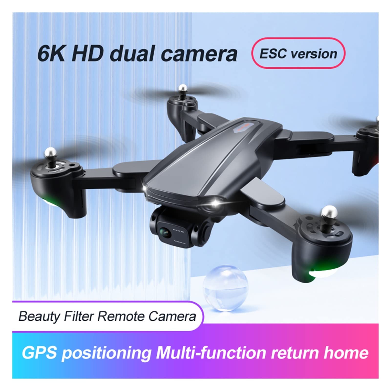 Składany dron Quadcopter GPS 5G Dron z 6K Profesjonalna kamera HD Quadcopter Przepływ optyczny Składany zdalny dron RC Helikopter Zabawka (Kolor: Torba 4K 1B Rozmiar: 1) (Torba GPS 6K 5G 3B 1)