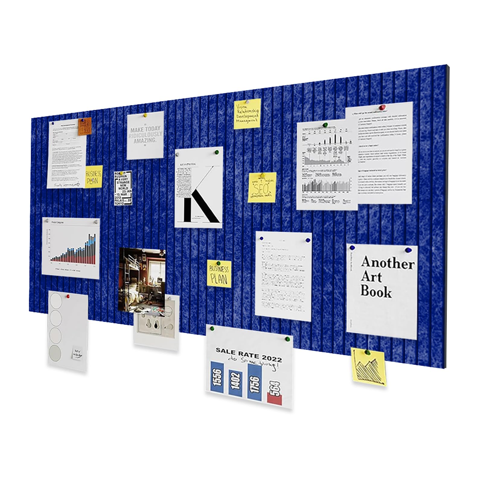 LUPATDY Bacheca Autoadesiva in Feltro, Bacheca in Sughero 60 x 40 cm, Lavagna in Sughero per Promemoria, 0,9 cm Spessore, Decorazione da Parete, Lavagna Pieghevole con Puntine, Blu