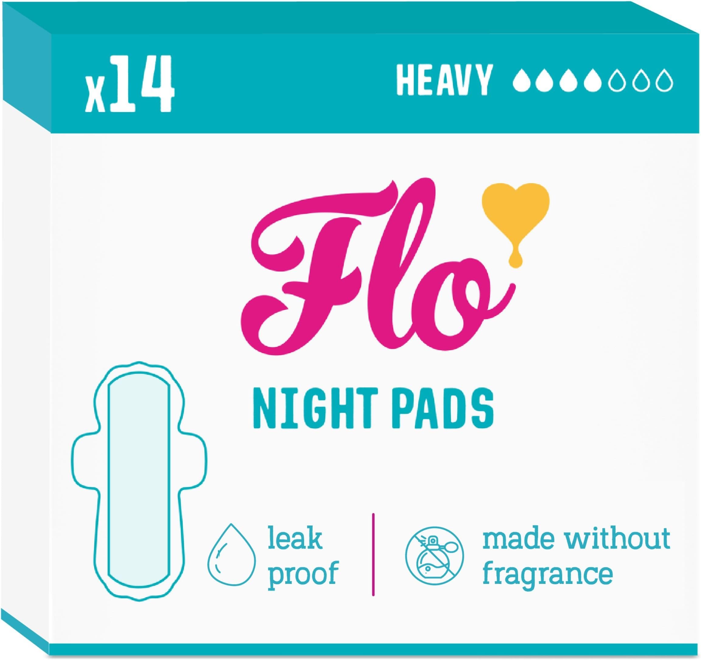 Organic Bamboo Sanitary Pads for Women - with Wings, Biodegradable and Ultra Thin Sanitary Towels - 14 Night Pads