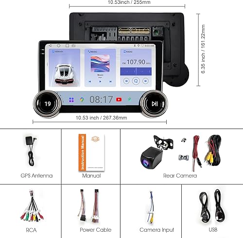 Miniatura 6 de Estéreo inalámbrico CarPlay y Android Auto de 10.1 pulgadas, 2 GB de RAM, 64 GB de ROM, sonido DSP, cámara de respaldo de 1080P, Bluetooth 5.0,
