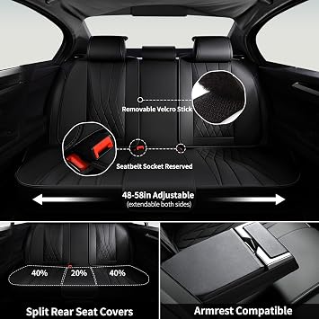 FLORICH Car Seat Covers Full Set, Black Seat Covers for Cars, Waterproof Front and Rear Car Seat Protectors, Universal Fit for Most Cars Sedans Trucks SUVs - Black