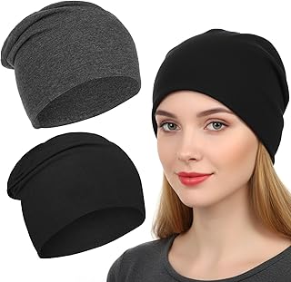 Gorro unisex ligero holgado de 2 piezas para hombres y mujeres, estilo moderno, suave, hip-hop, gorro transpirable para dormir por la noche, gorras de calavera para todas las estaciones