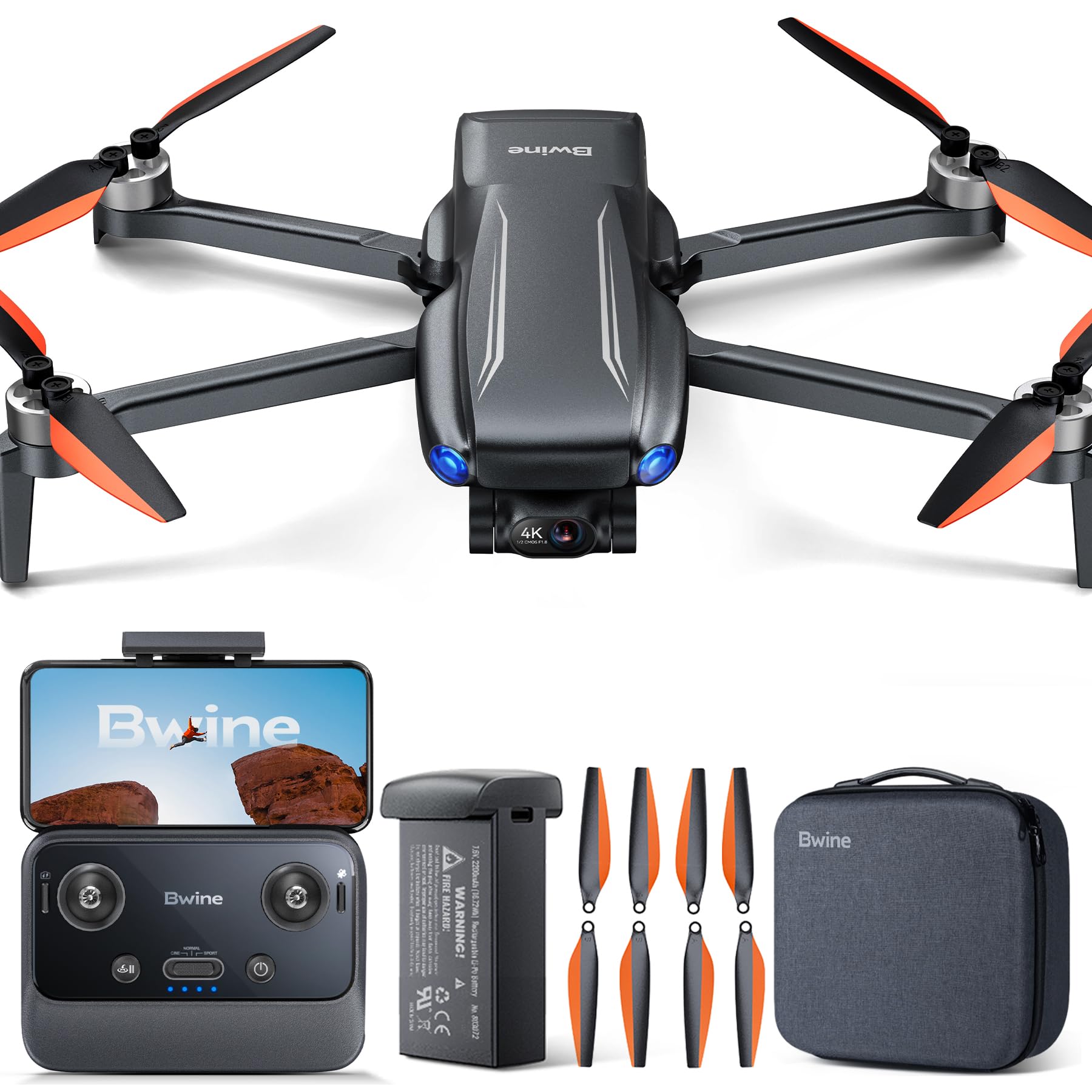 Bwine F7MINI 4K Video 8K Photo Drones with Camera for Adults, 3-Axis Gimbal EIS, 249g FAA-exempt, Over 6KM Transmission, AI GPS Smart Return, Follow, Waypoint, Orbit Fly, Better for Beginner 32Mins