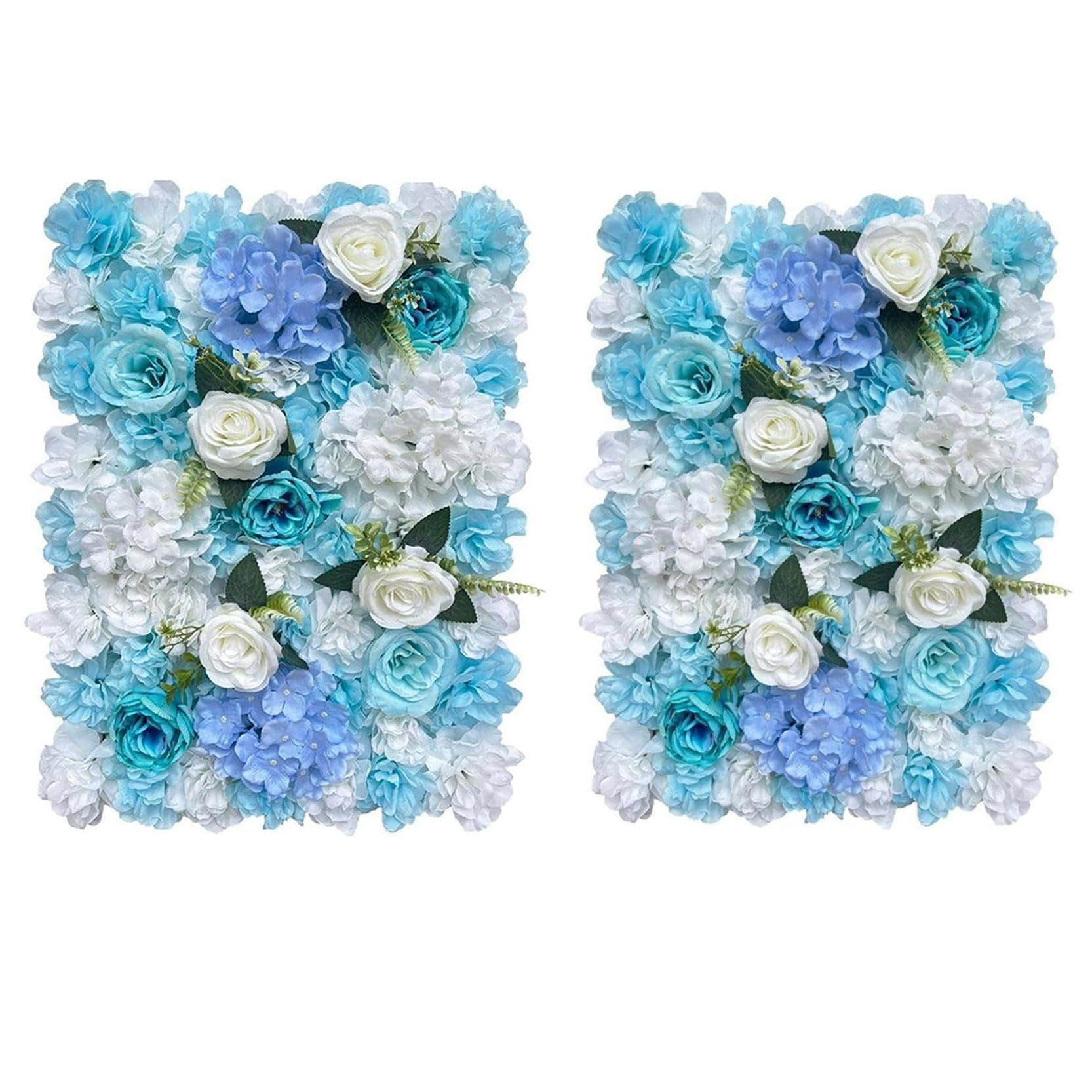 GOUZIBHD Flower Wall Panel Set for Photo Background Home Wedding Party,Wedding Flower Decorations Wall Silk Rose Panels Artificial Luxury Flower Wall Backdrop(Size:2PCS)